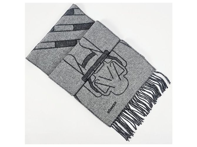 Hermès Sciarpa in cashmere Tete-a-Tete Equestre Grey - vista 8