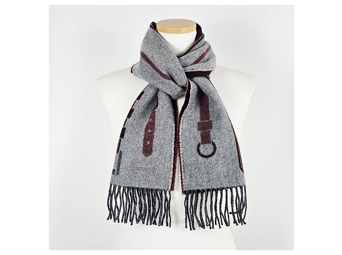Hermès Sciarpa in cashmere grigia - vista 13