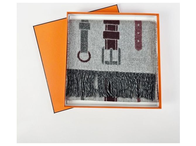 Hermès Sciarpa in cashmere grigia - vista 15