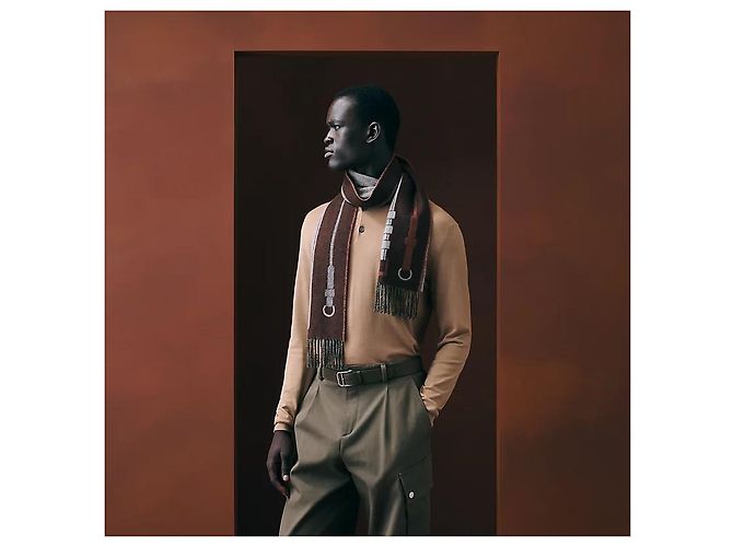 Hermès Sciarpa in cashmere grigia - vista 4