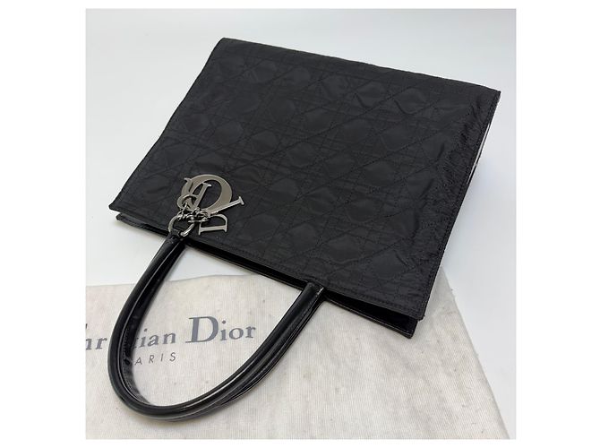 Borsa Tote Lady Dior Cannage Nero Argento Medium - vista 11