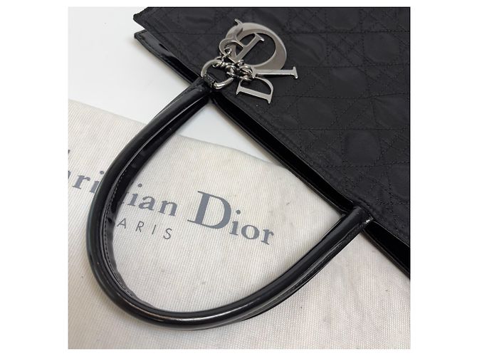 Borsa Tote Lady Dior Cannage Nero Argento Medium - vista 12