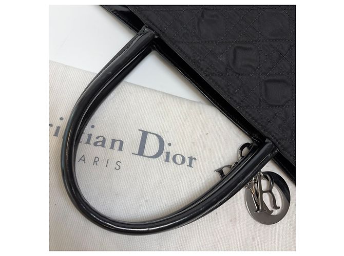 Borsa Tote Lady Dior Cannage Nero Argento Medium - vista 14
