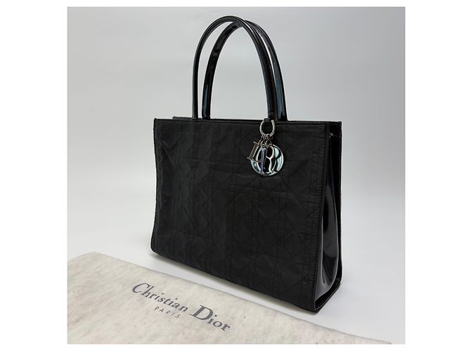 Borsa Tote Lady Dior Cannage Nero Argento Medium - vista 6