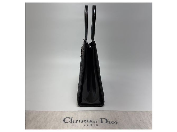 Borsa Tote Lady Dior Cannage Nero Argento Medium - vista 7