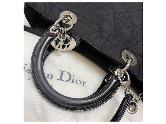Dior Lady Cannage Tote Bag Black Silver Medium - Ansicht 13
