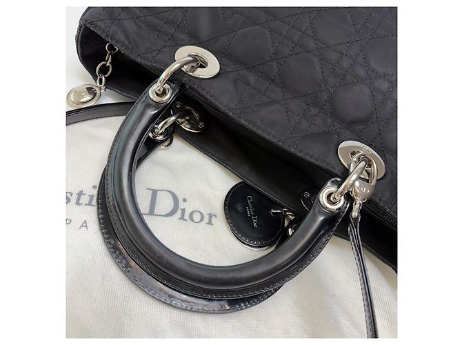 Dior Lady Cannage Tote Bag Black Silver Medium - Ansicht 15