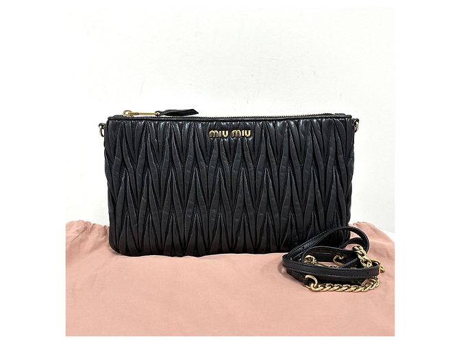 Miu Miu Borsa a tracolla e borsa a spalla Matelassé Napa Chain Nera - vista 2