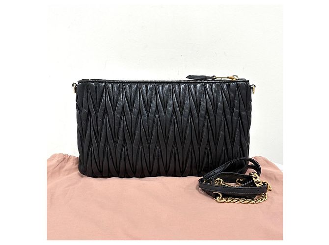 Miu Miu Borsa a tracolla e borsa a spalla Matelassé Napa Chain Nera - vista 5