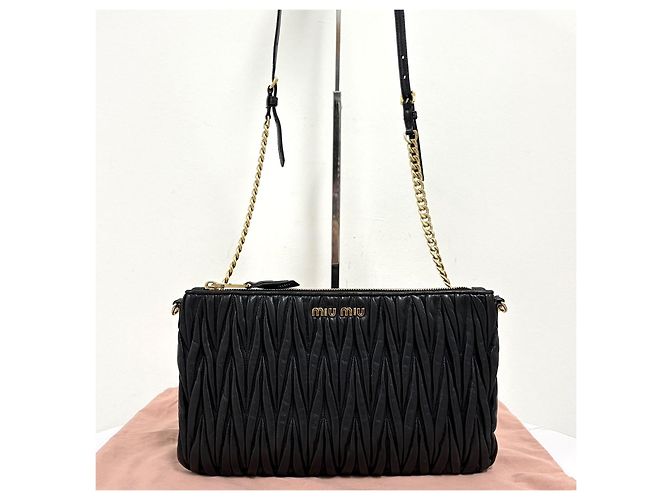 Miu Miu Borsa a tracolla e borsa a spalla Matelassé Napa Chain Nera - vista 7