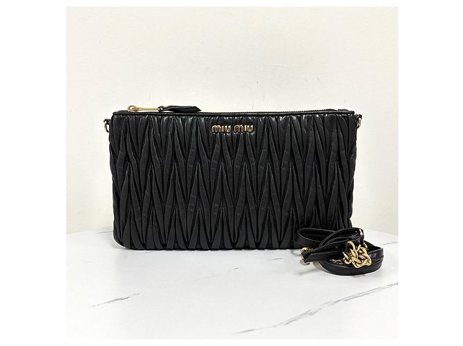 Miu Miu Borsa a tracolla e borsa a spalla Matelassé Napa Chain Nera - vista 8