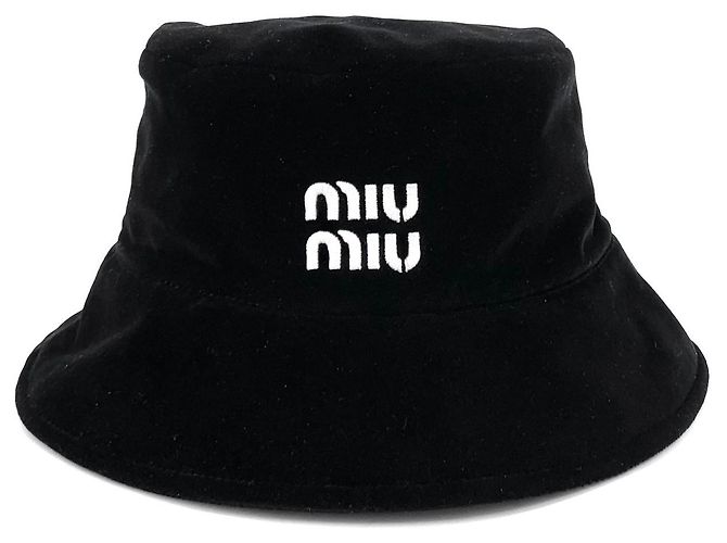 Miu Miu Cappello Bucket in Velluto Logo - vista 6