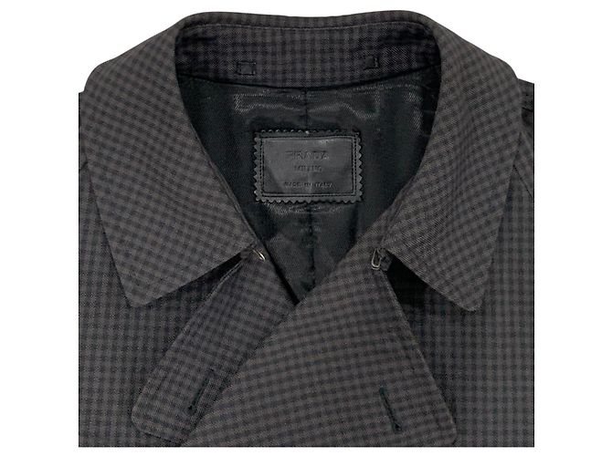 Prada Gingham Check Trench Padding Mantel - Ansicht 5