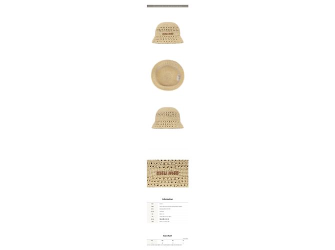 Miu Miu Beige Cognac gewebter Stoff-Bucket-Hat - Ansicht 2