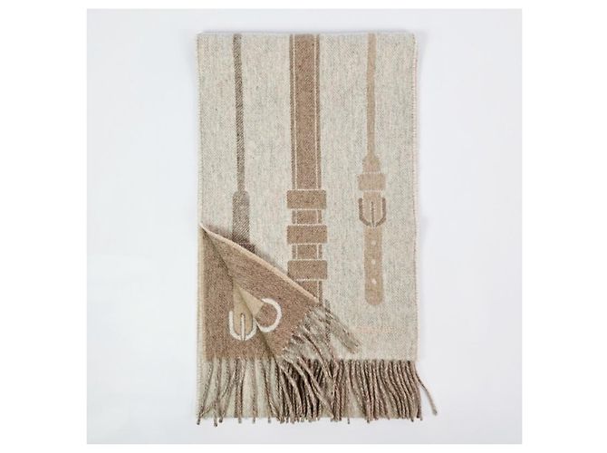 Sciarpa Hermès in cashmere beige - vista 11