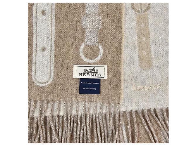 Sciarpa Hermès in cashmere beige - vista 14