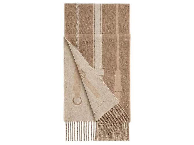Sciarpa Hermès in cashmere beige - vista 2