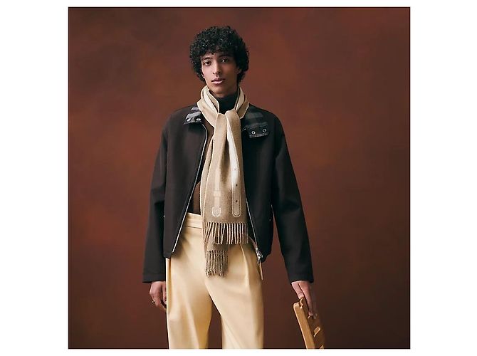 Sciarpa Hermès in cashmere beige - vista 3