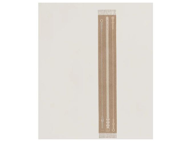 Sciarpa Hermès in cashmere beige - vista 7