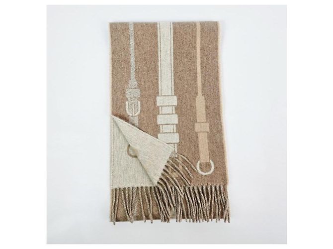 Sciarpa Hermès in cashmere beige - vista 8