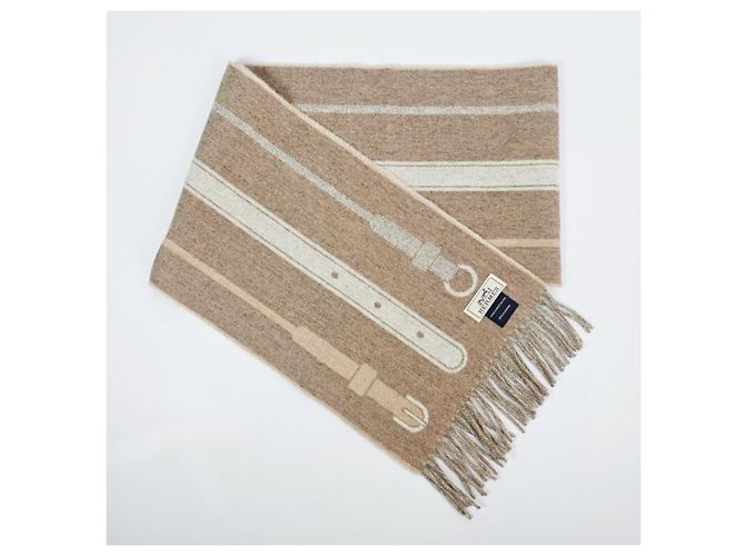 Sciarpa Hermès in cashmere beige - vista 9