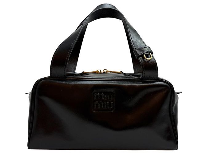 Miu Miu Lederhandtasche mit oberem Griff Schwarz - Ansicht 2