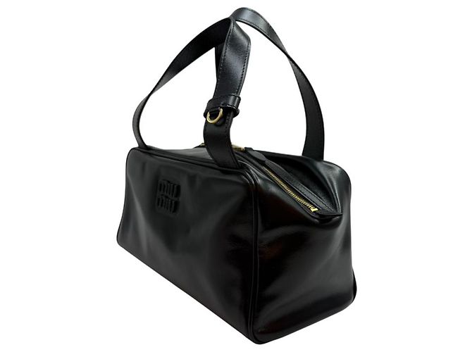 Miu Miu Lederhandtasche mit oberem Griff Schwarz - Ansicht 3