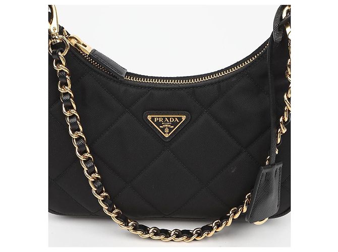 Re-Edition Prada Mini Borsa Re Edition Chain in Nylon Nero - vista 2