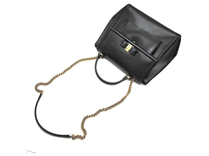 Salvatore Ferragamo Borsa a tracolla con catena e manico Bara Carry - vista 4