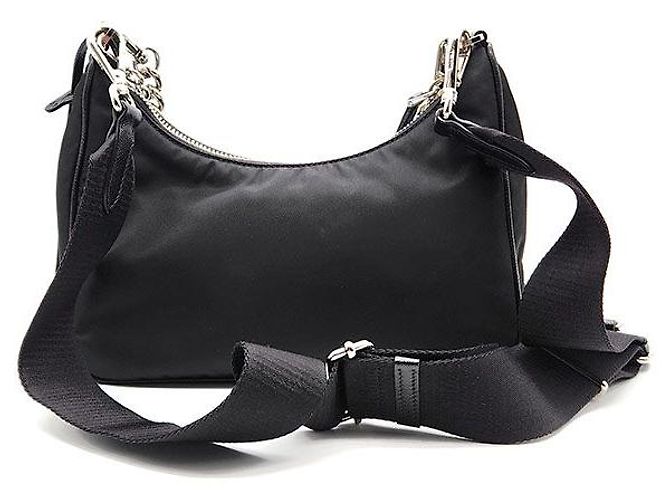 Prada Borsa Hobo Re-Edition in nylon con tracolla a catena - vista 3
