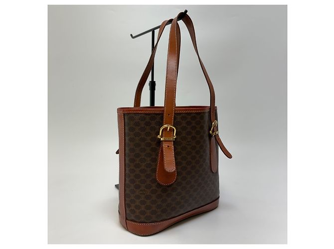 Borsa a secchiello Céline Macadam marrone pelle - vista 4