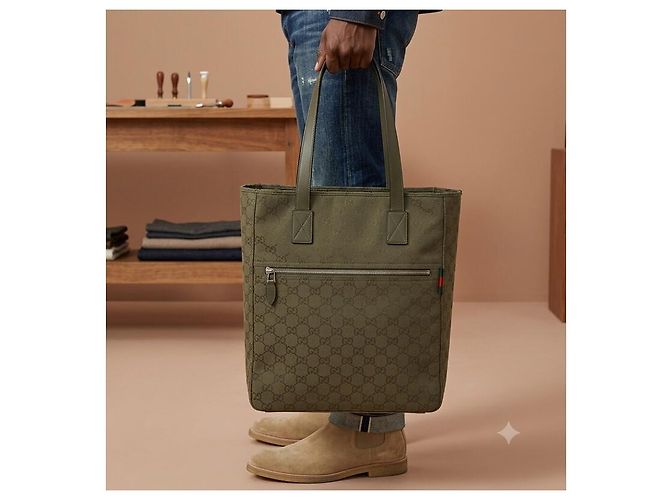Gucci Borsa Tote Medium GG Canvas - vista 9