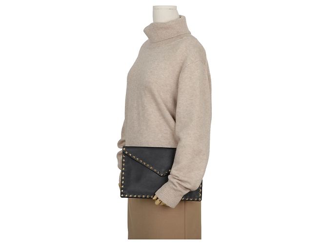 Valentino Clutch a Busta Rockstud in Pelle Nera - vista 13