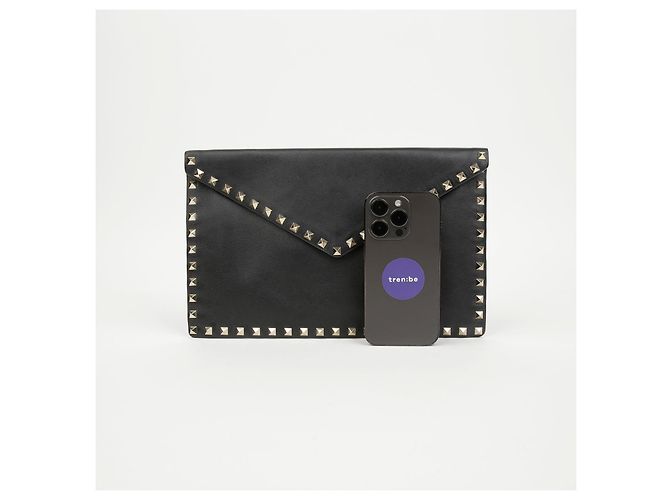 Valentino Clutch a Busta Rockstud in Pelle Nera - vista 9