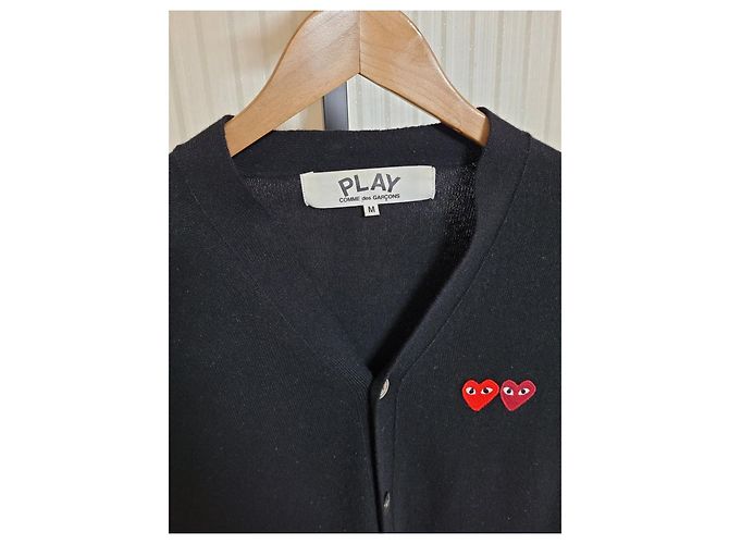 Comme Des Garcons Herren-Cardigan Schwarz Double Wool - Ansicht 2