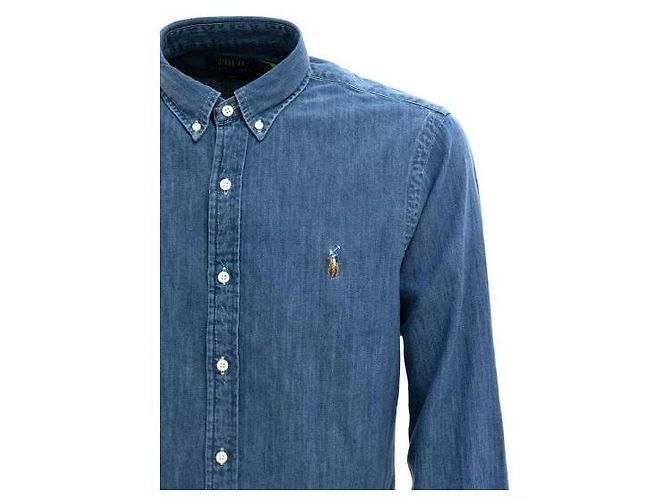 Ralph Lauren Camicia in denim ricamata con logo Pony - vista 3