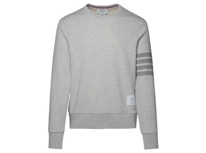 Thom Browne Relaxed Fit Loopback Terry Sweatshirt mit Ton-in-Ton-Streifen und RWB-Tab - Ansicht 2