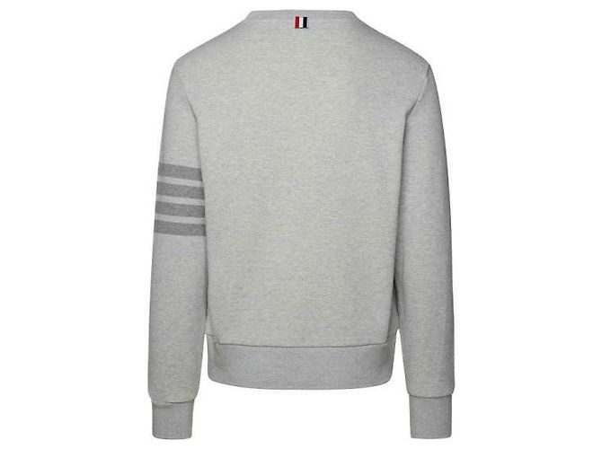 Thom Browne Relaxed Fit Loopback Terry Sweatshirt mit Ton-in-Ton-Streifen und RWB-Tab - Ansicht 3