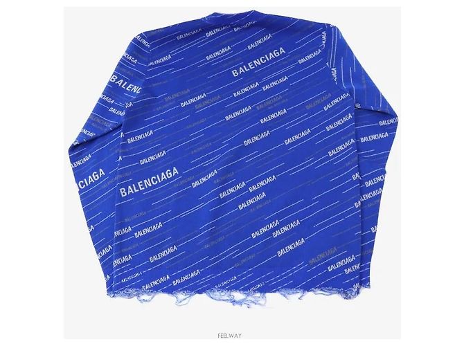 Balenciaga Distressed Knit Blauer Wollpullover - Ansicht 2