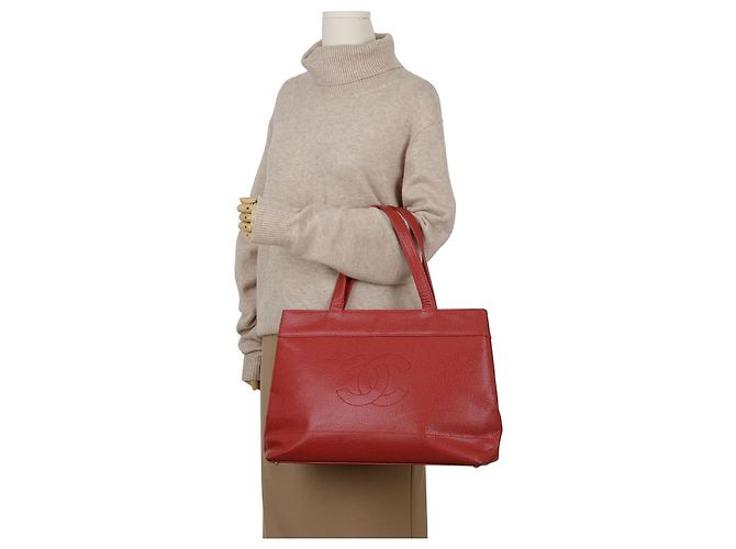 Chanel Borsa a spalla Tote Logo CC (Red) - vista 10