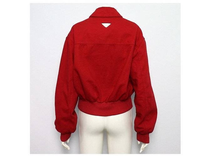 Prada Rote Canvas Trucker Jacke für Damen - Ansicht 4