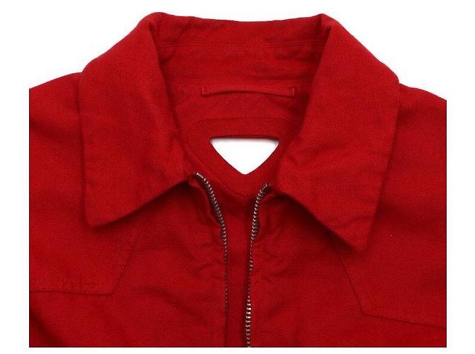 Prada Rote Canvas Trucker Jacke für Damen - Ansicht 5
