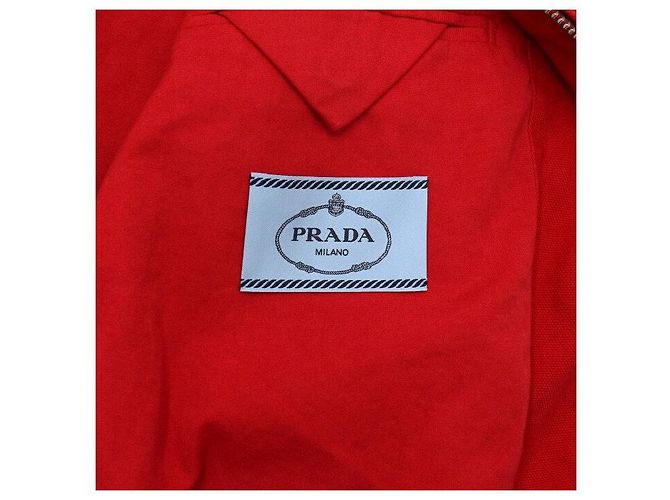 Prada Rote Canvas Trucker Jacke für Damen - Ansicht 6