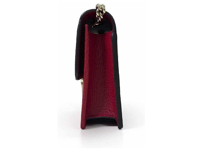 Gucci Borsa Crossbody in pelle Interlocking con patta e catena Rossa - vista 5
