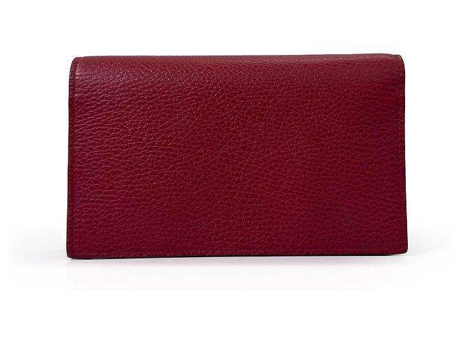 Gucci Borsa Crossbody in pelle Interlocking con patta e catena Rossa - vista 6