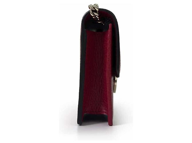 Gucci Borsa Crossbody in pelle Interlocking con patta e catena Rossa - vista 7