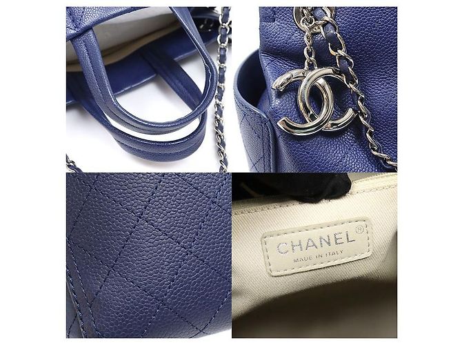 Chanel Vitello blu navy Wild Stitch CC Logo (Model - vista 7