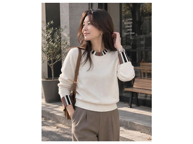 Burberry Strickpullover für Damen aus Wolle und Kaschmir, Natural White - Ansicht 5