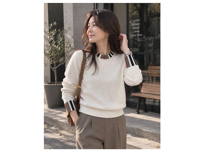 Burberry Strickpullover für Damen aus Wolle und Kaschmir, Natural White - Ansicht 6