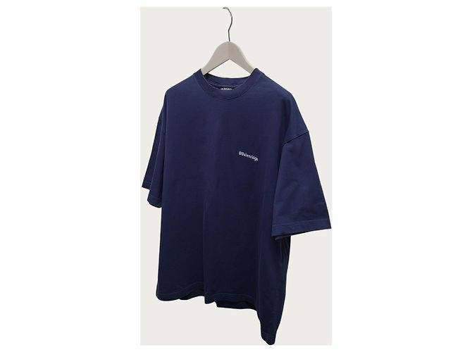 Balenciaga Blaues T-Shirt mit BB Lettering Sticklogo - Ansicht 2